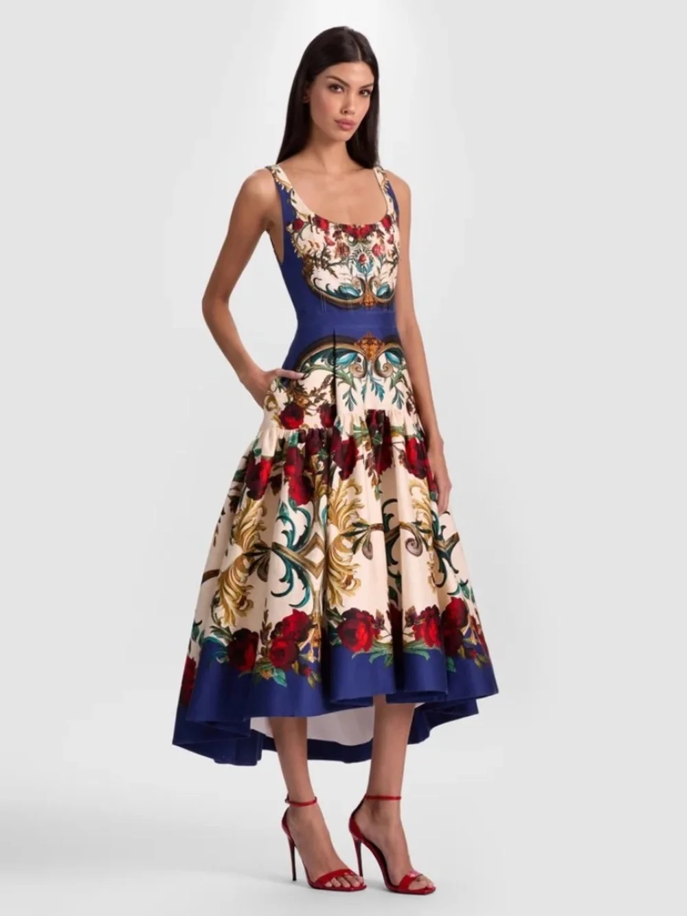 Alice + Olivia Diana Gilded Rose Structured Midi Dress size 8 - Picture 5 of 15
